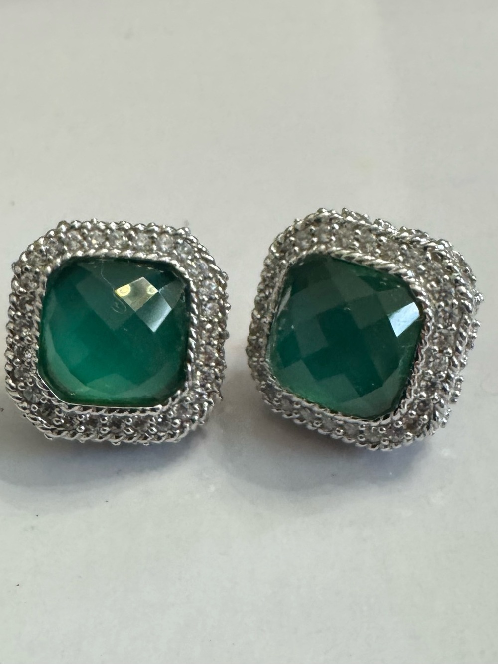 Judith Ripka Faceted Green Goddess Chalcedony Faceted Earrings